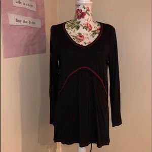 Medium Black Blouse with Red Threading - (NWT)